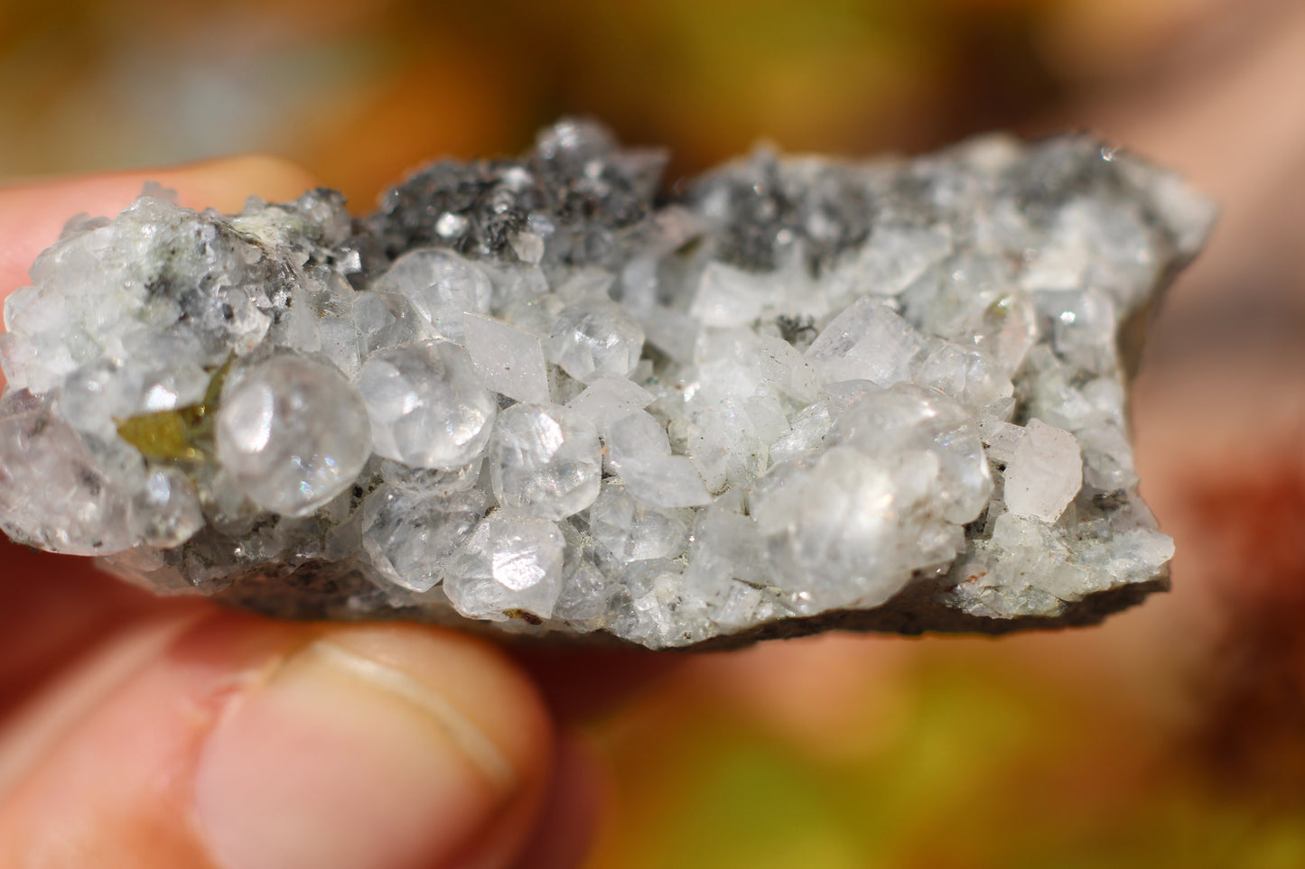 Green Sphene w/ Clear Calcite