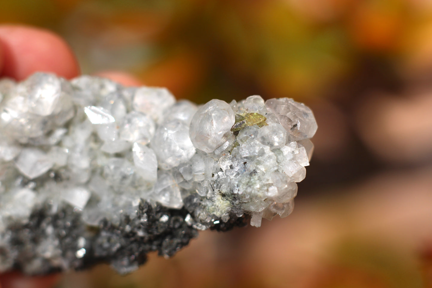 Green Sphene w/ Clear Calcite