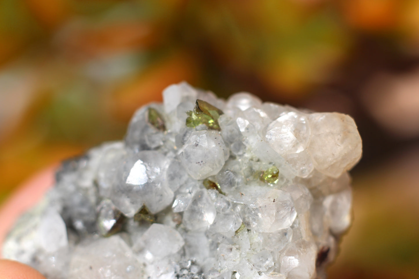 Green Sphene w/ Clear Calcite