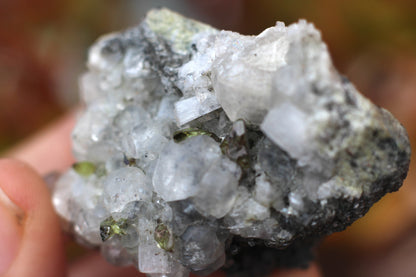 Green Sphene w/ Clear Calcite