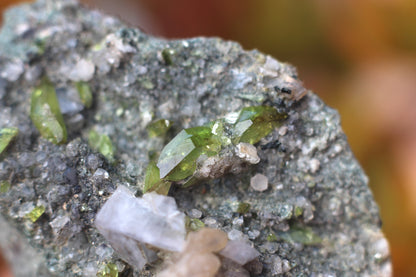 Green Sphene w/ Clear Calcite