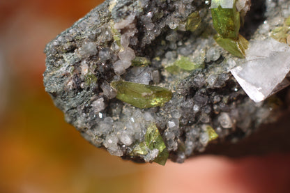 Green Sphene w/ Clear Calcite