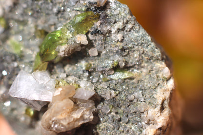 Green Sphene w/ Clear Calcite