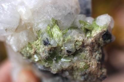 Green Sphene w/ Clear Calcite