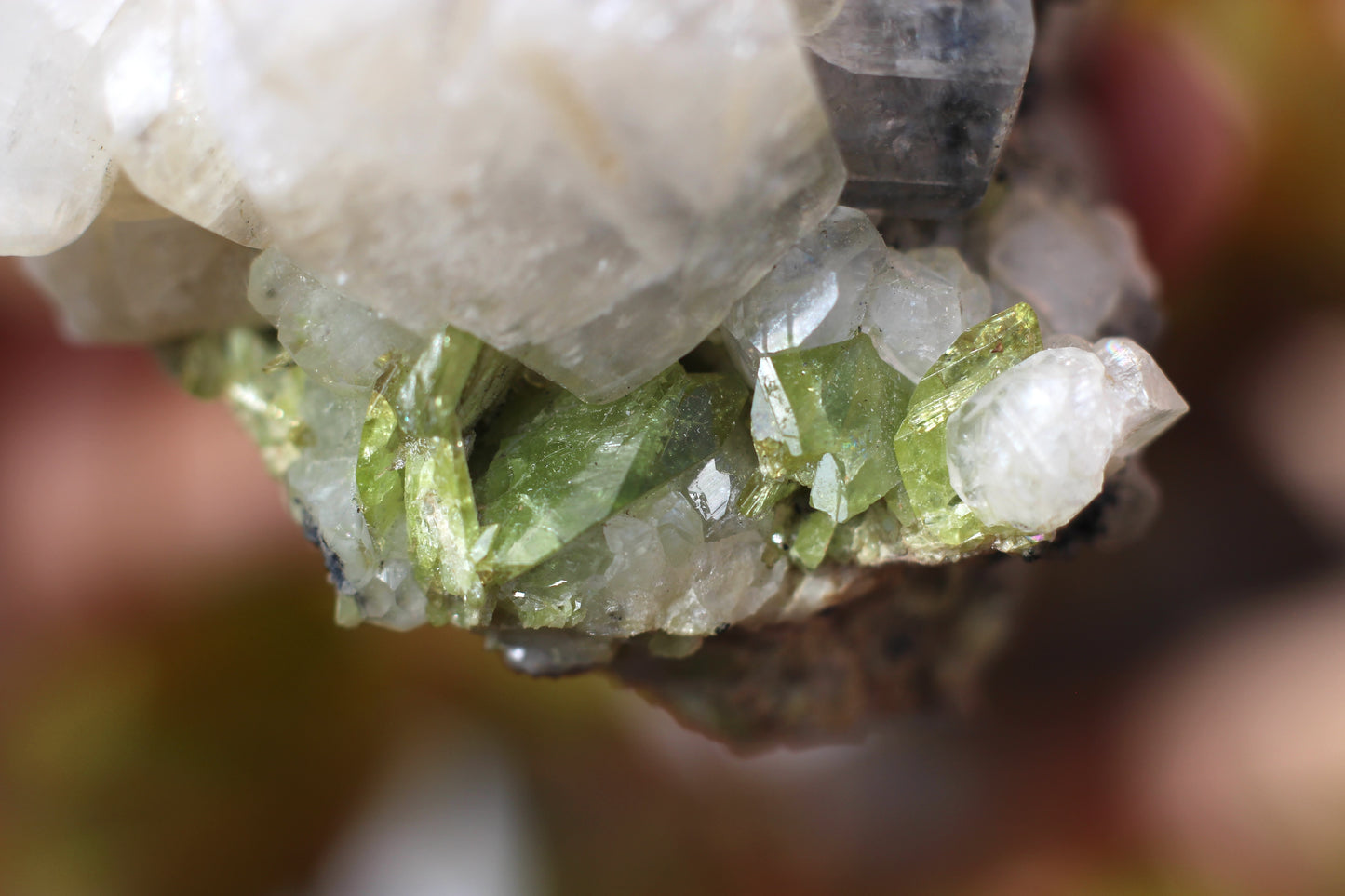 Green Sphene w/ Clear Calcite