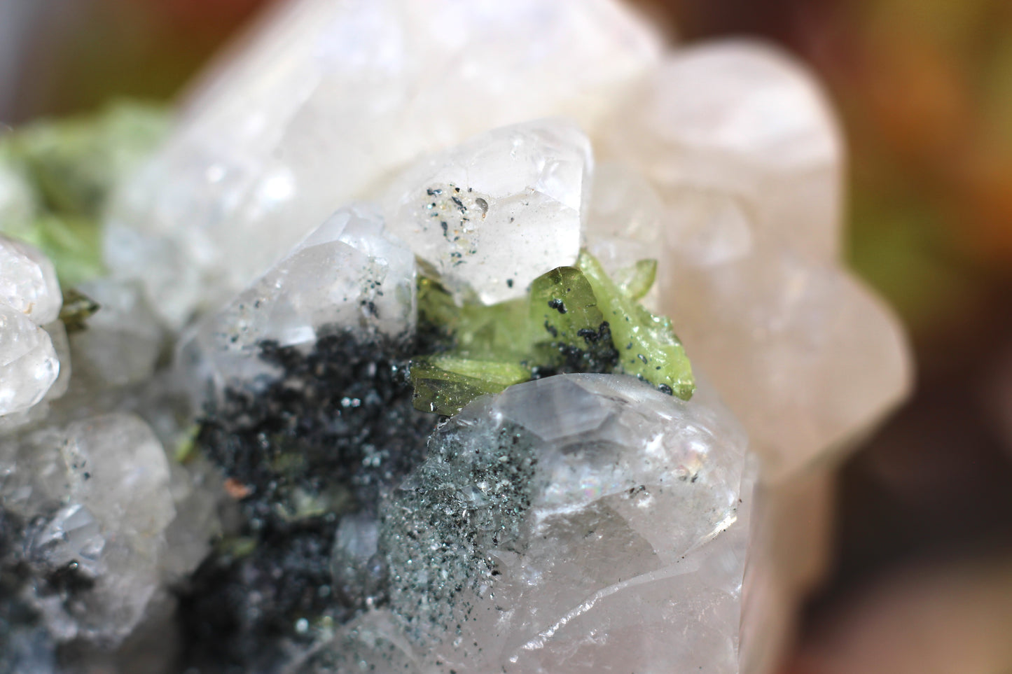 Green Sphene w/ Clear Calcite