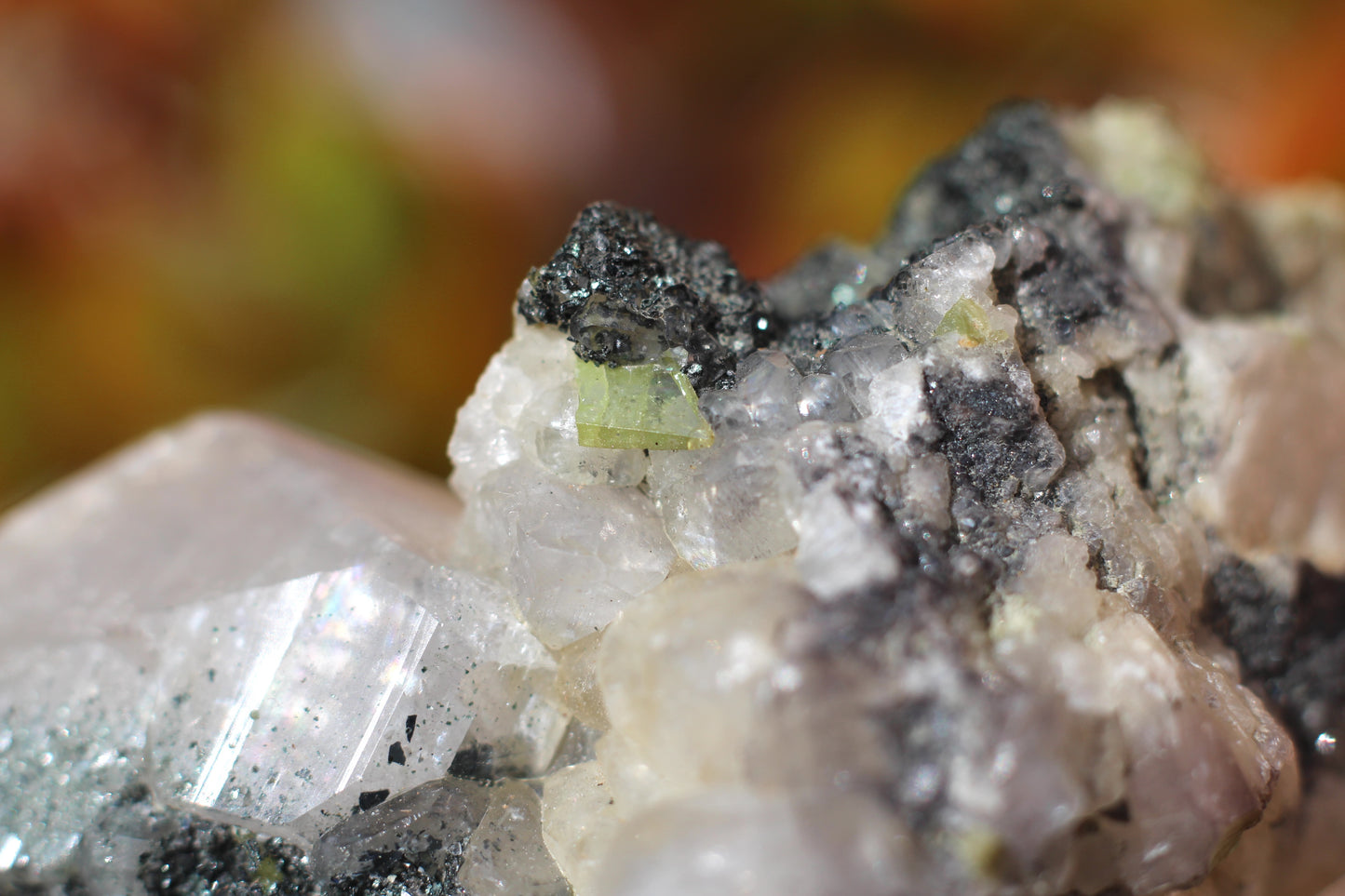 Green Sphene w/ Clear Calcite