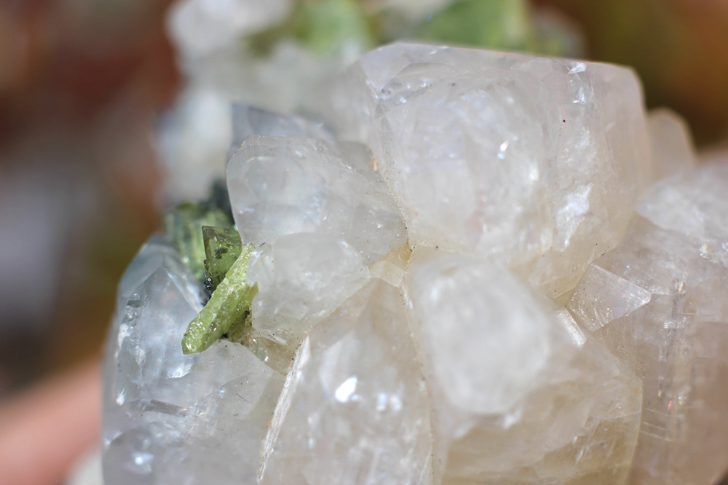 Green Sphene w/ Clear Calcite