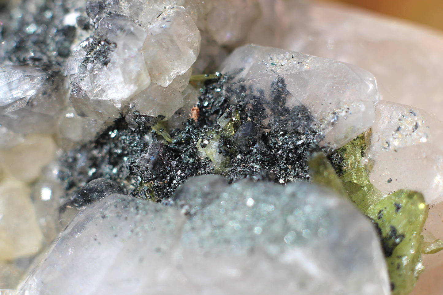 Green Sphene w/ Clear Calcite