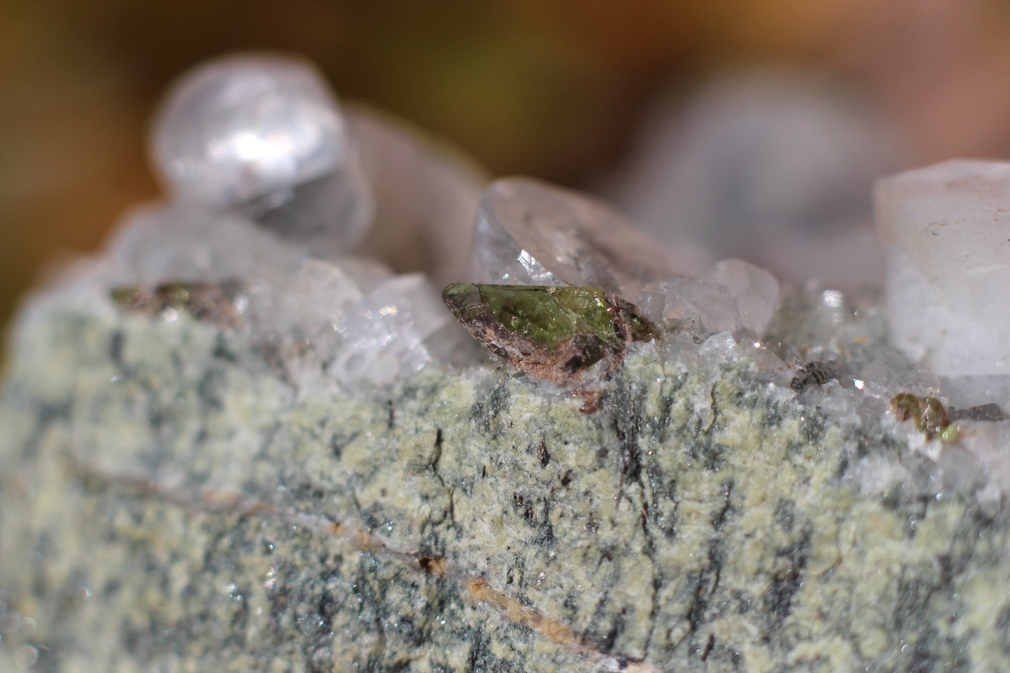 Green Sphene w/ Clear Calcite