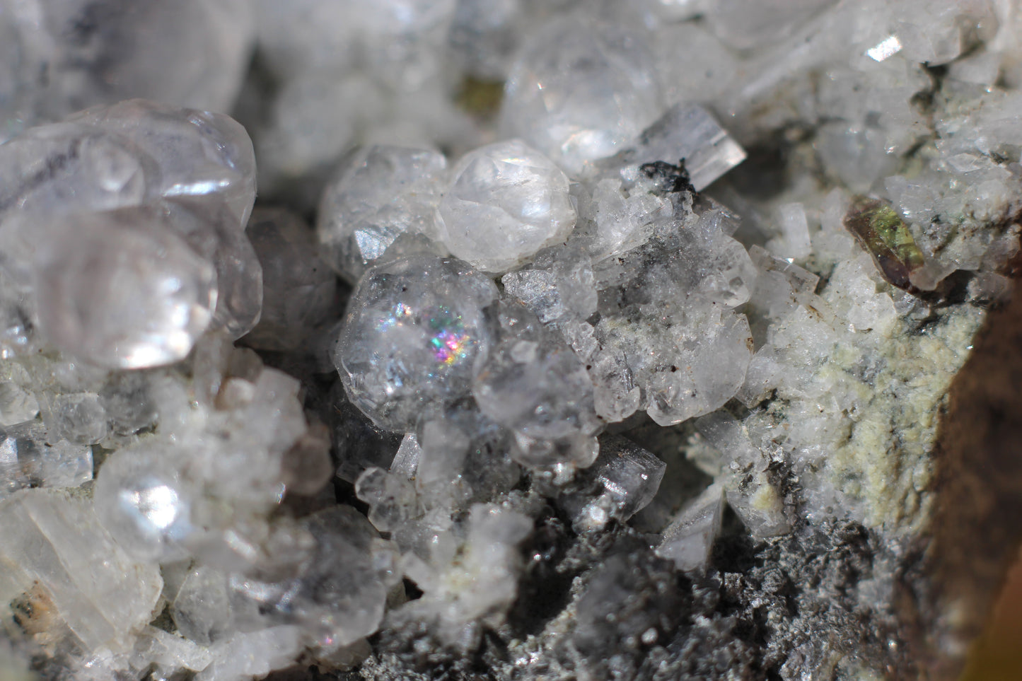 Green Sphene w/ Clear Calcite