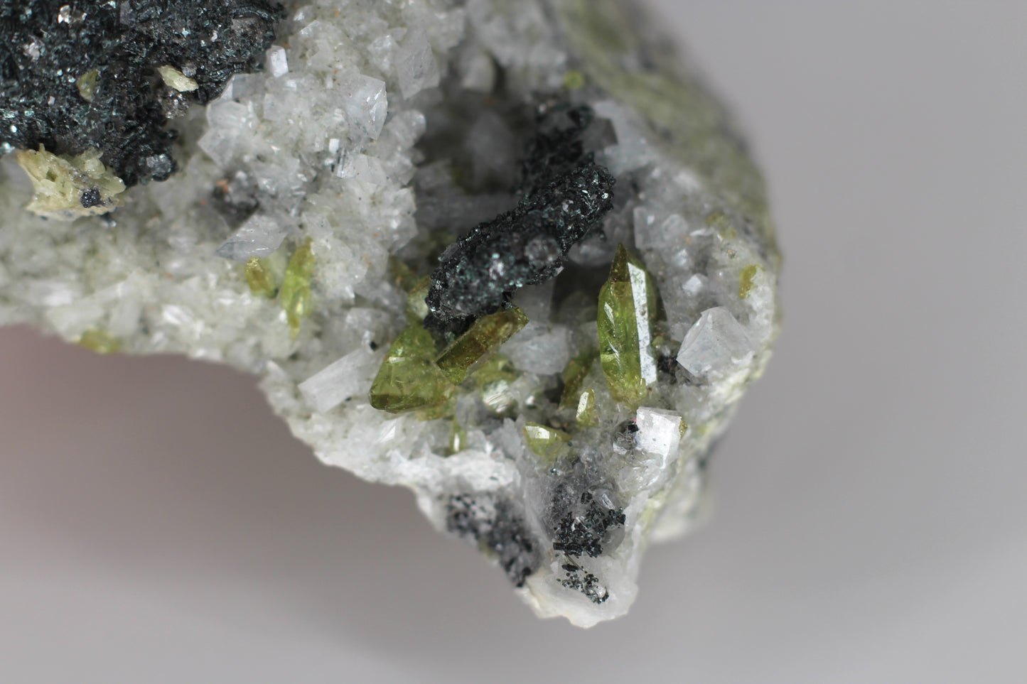 Green Sphene w/ Clear Calcite