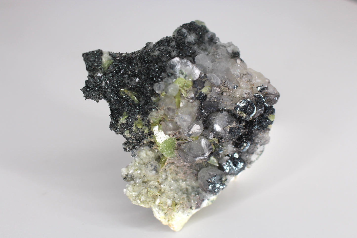 Green Sphene w/ Clear Calcite