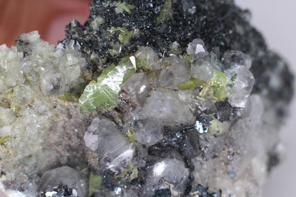 Green Sphene w/ Clear Calcite