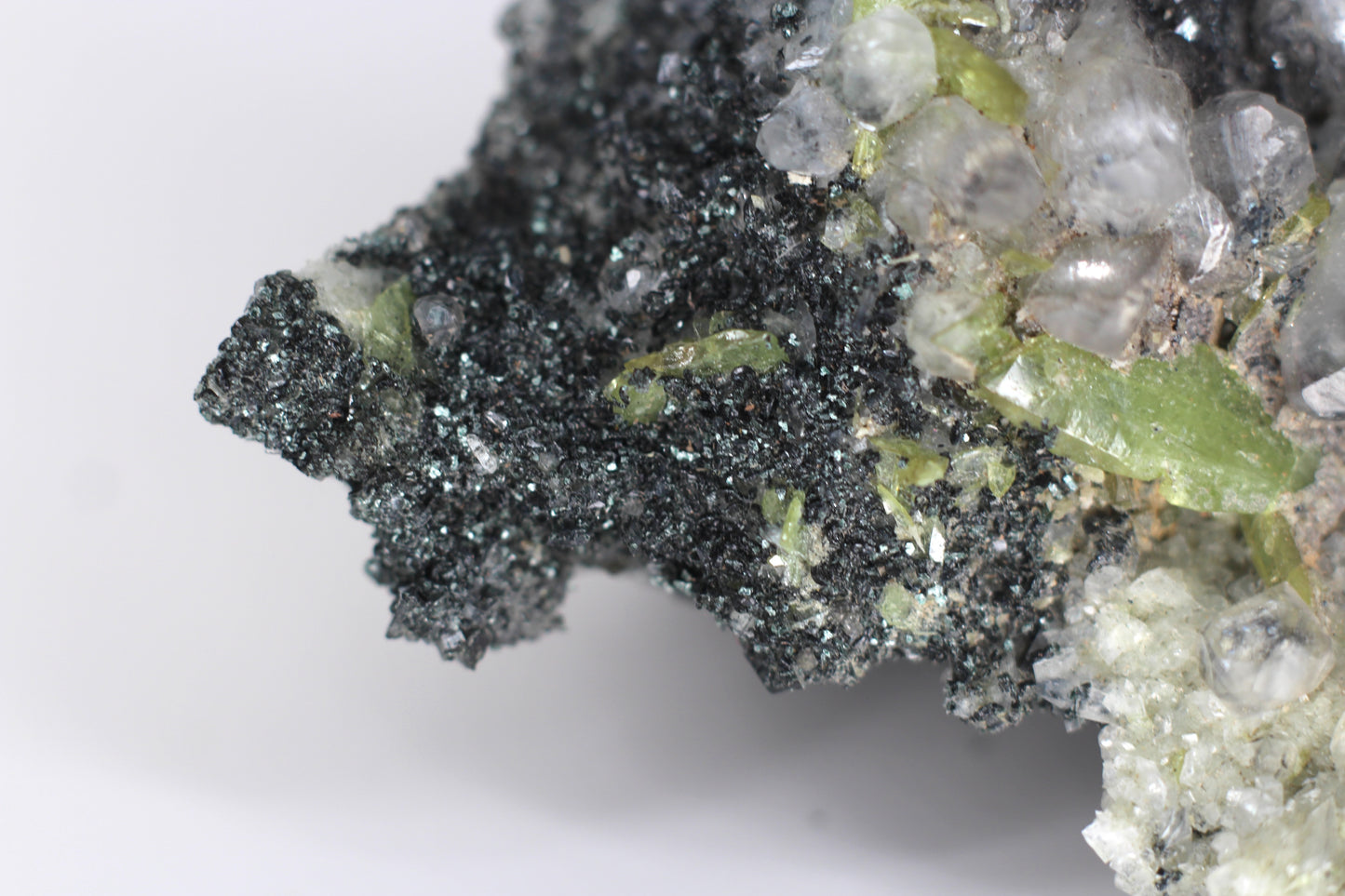 Green Sphene w/ Clear Calcite