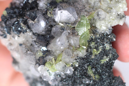 Green Sphene w/ Clear Calcite