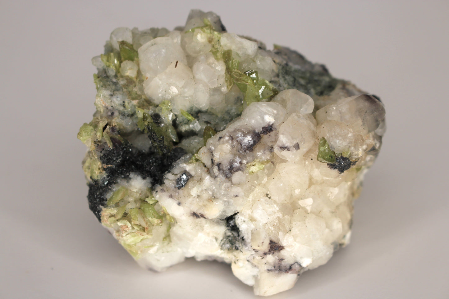 Green Sphene w/ Clear Calcite