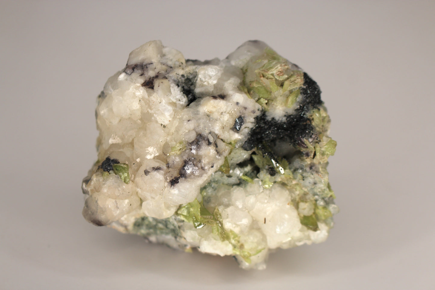 Green Sphene w/ Clear Calcite