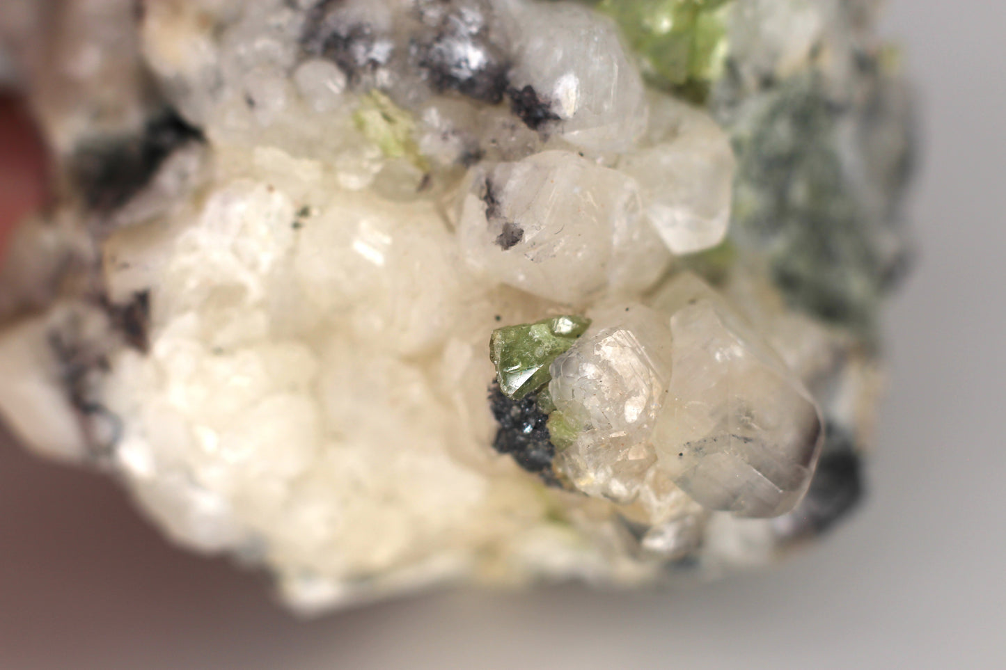 Green Sphene w/ Clear Calcite