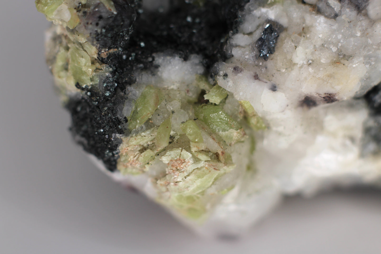 Green Sphene w/ Clear Calcite