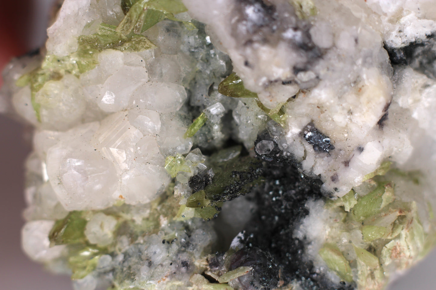 Green Sphene w/ Clear Calcite