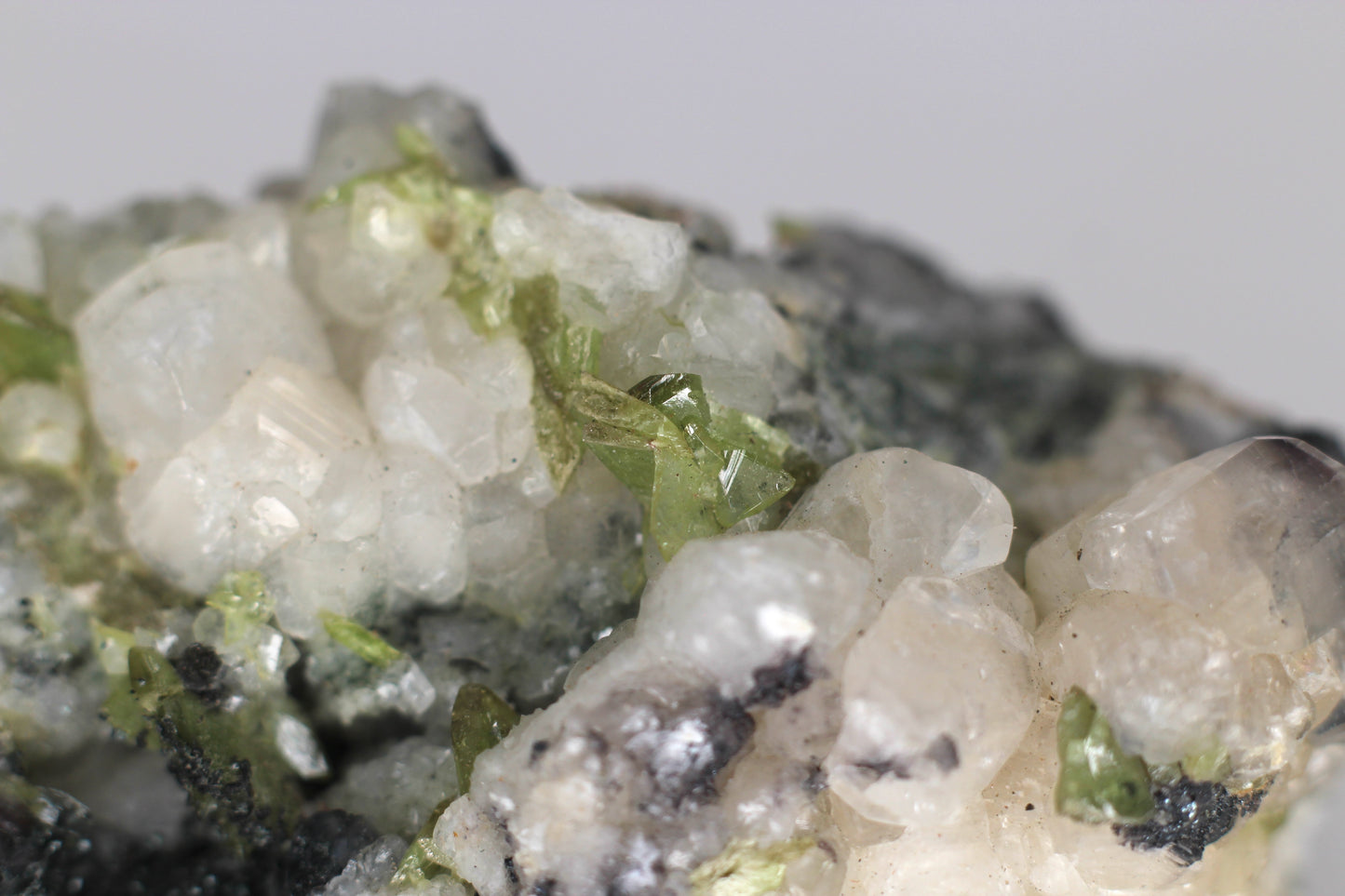 Green Sphene w/ Clear Calcite