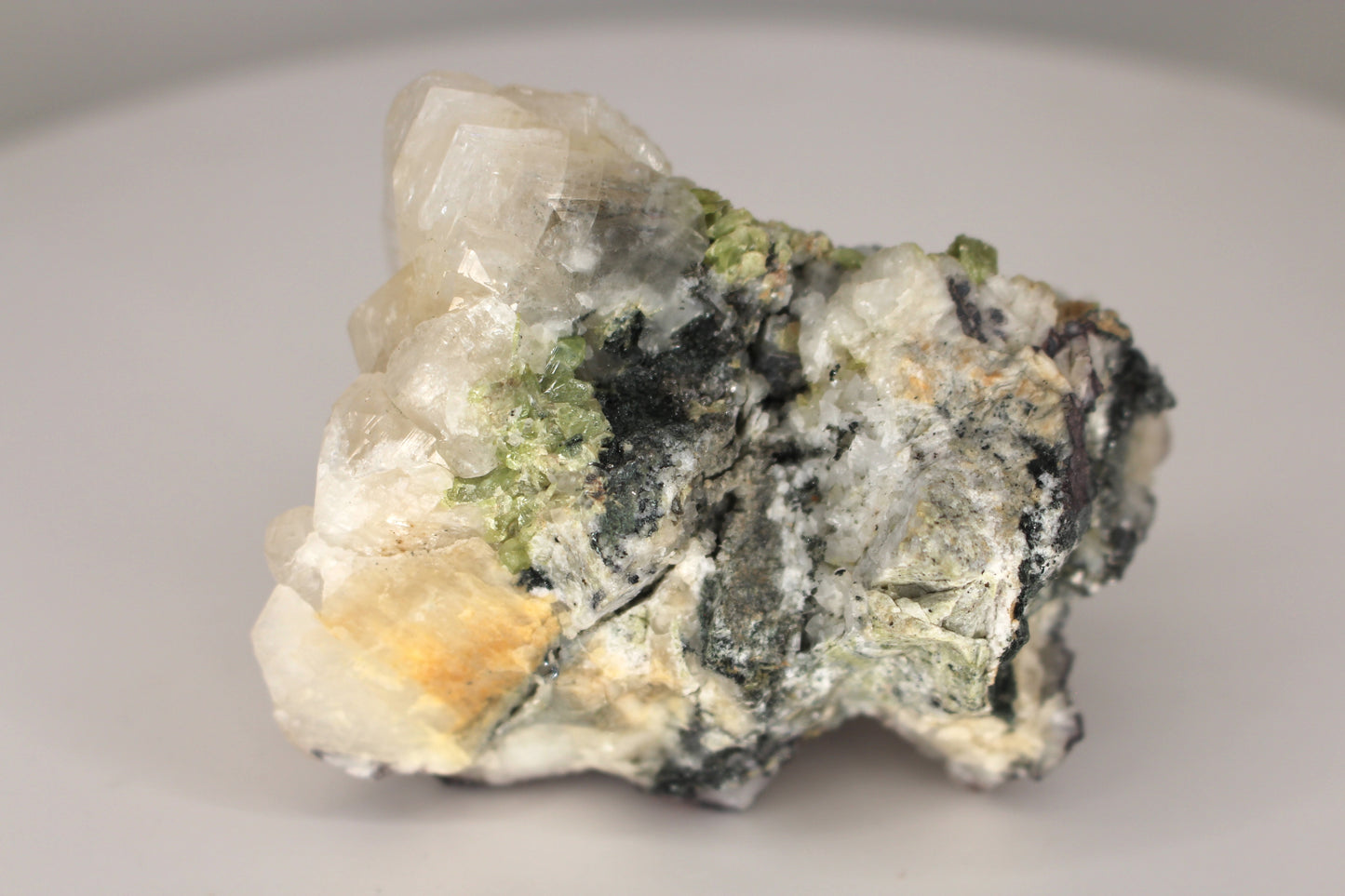 Green Sphene w/ Clear Calcite