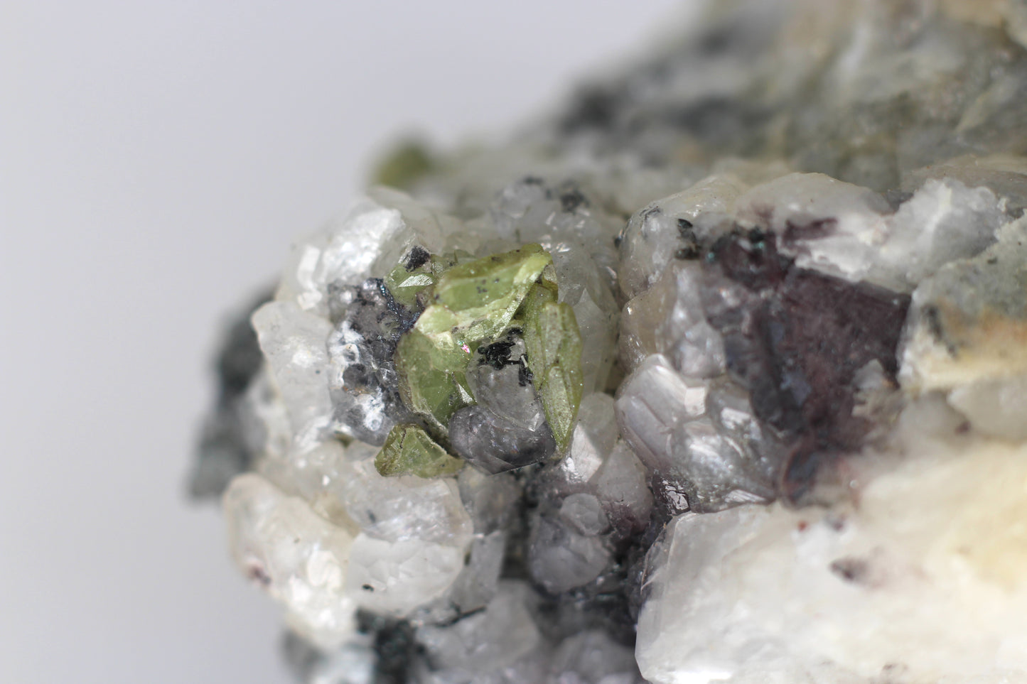 Green Sphene w/ Clear Calcite