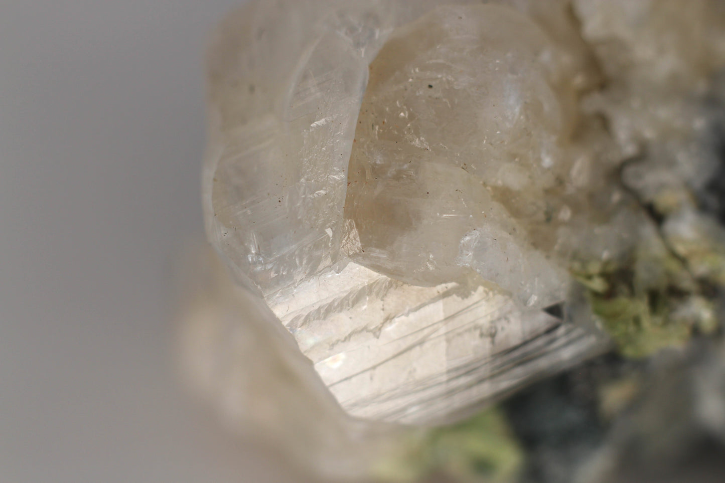 Green Sphene w/ Clear Calcite