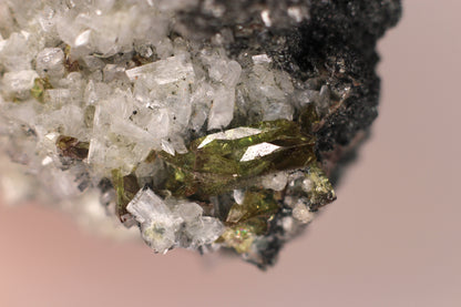 Green Sphene w/ Clear Calcite