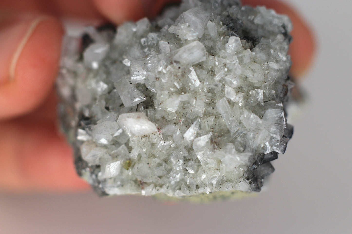 Green Sphene w/ Clear Calcite