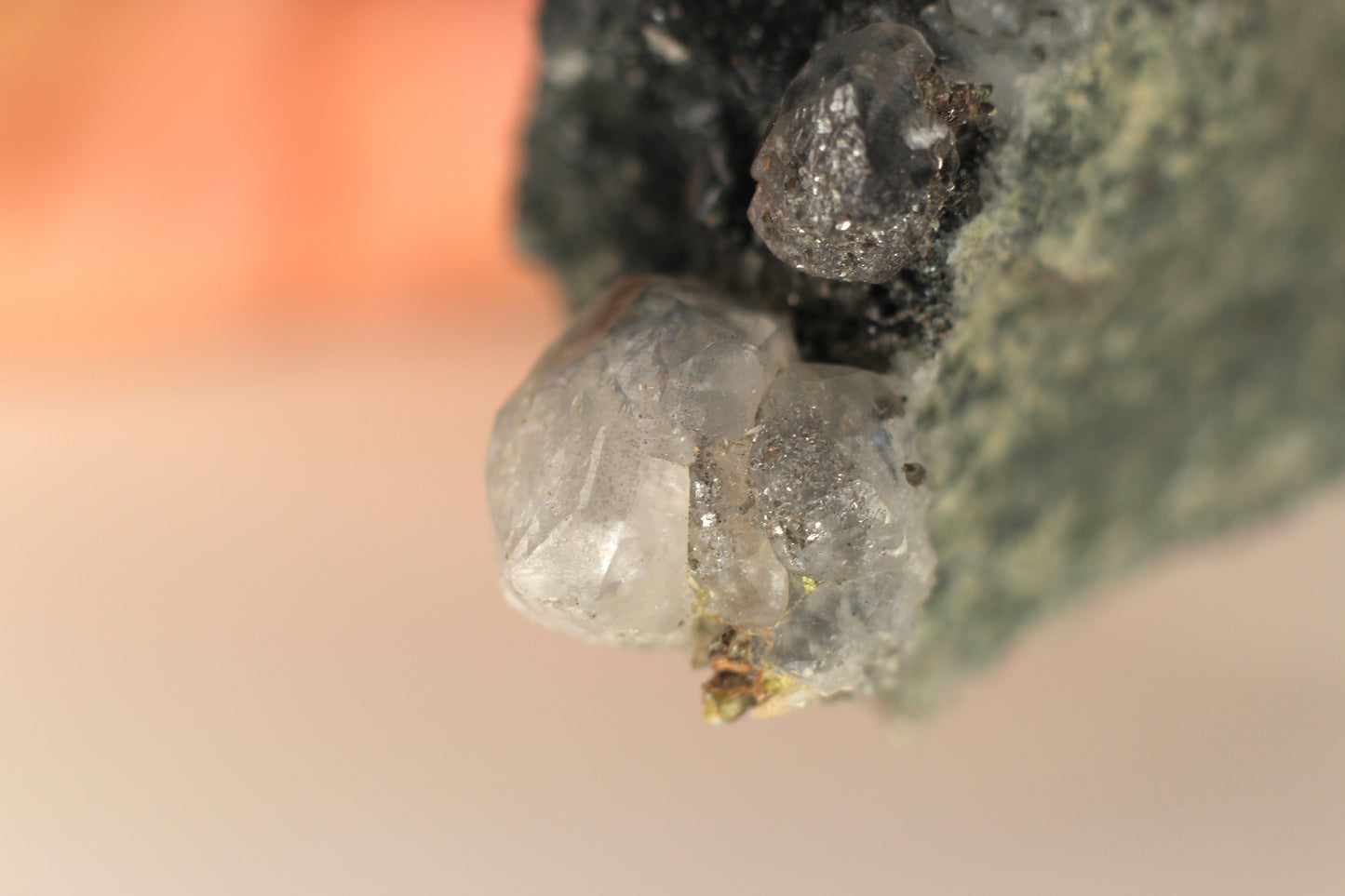 Green Sphene w/ Clear Calcite