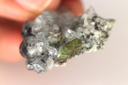 Green Sphene w/ Clear Calcite