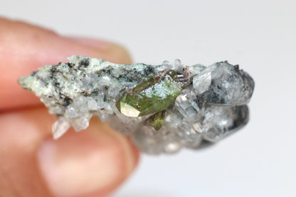 Green Sphene w/ Clear Calcite