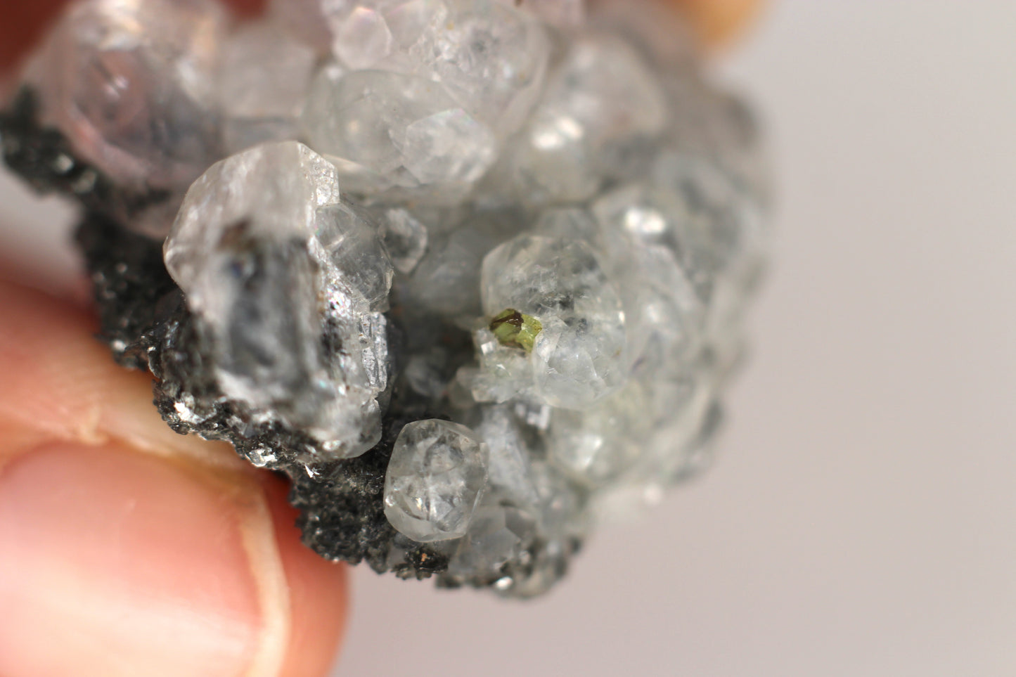 Green Sphene w/ Clear Calcite