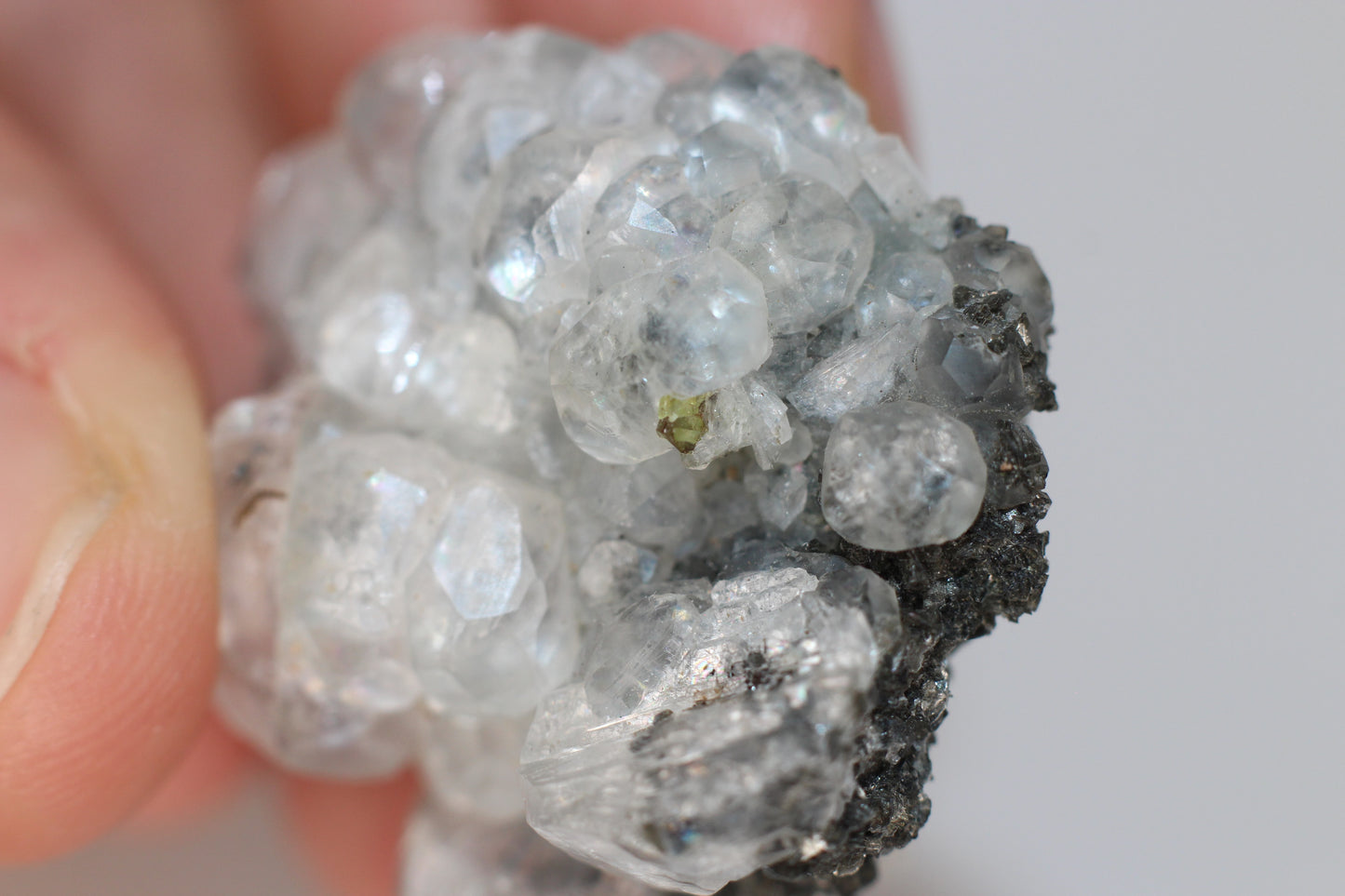 Green Sphene w/ Clear Calcite