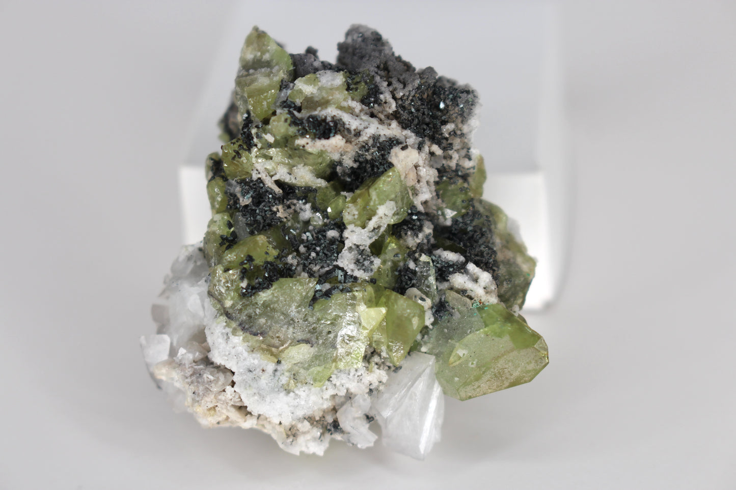 Green Sphene w/ Adularia Quartz