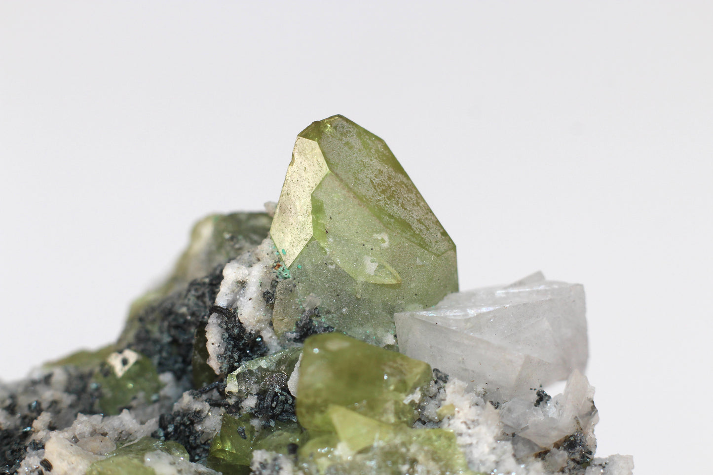 Green Sphene w/ Adularia Quartz