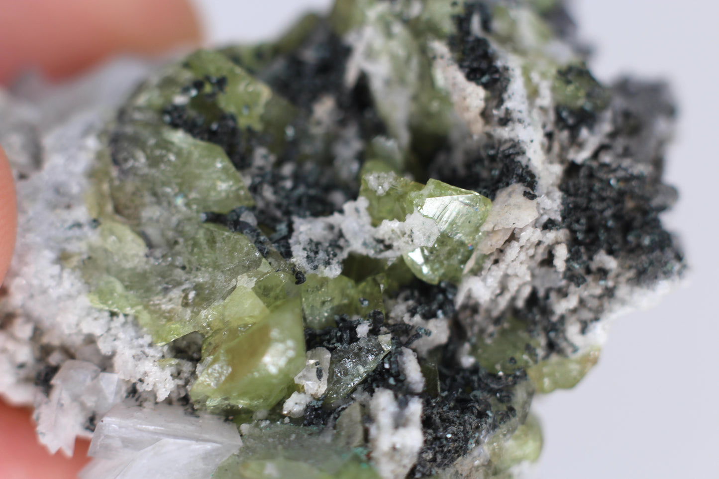 Green Sphene w/ Adularia Quartz