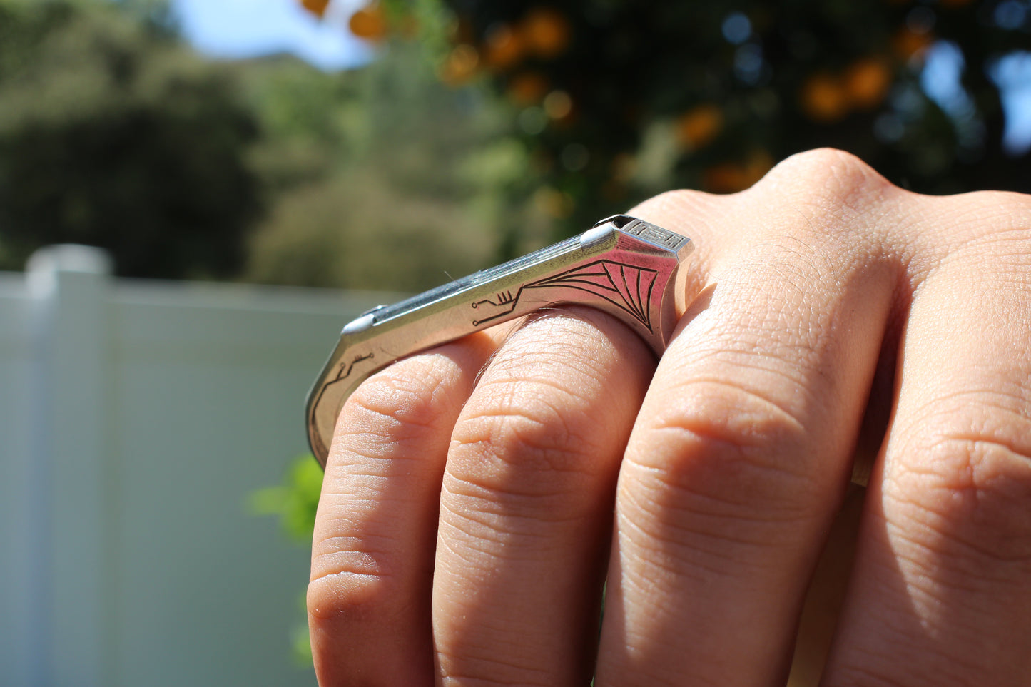 Green Tourmaline Double Ring with Peridot Facets