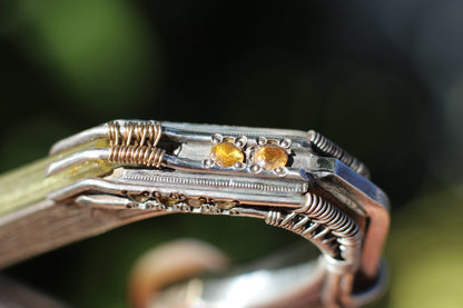 Heliodor Double Ring with Sapphire Facets