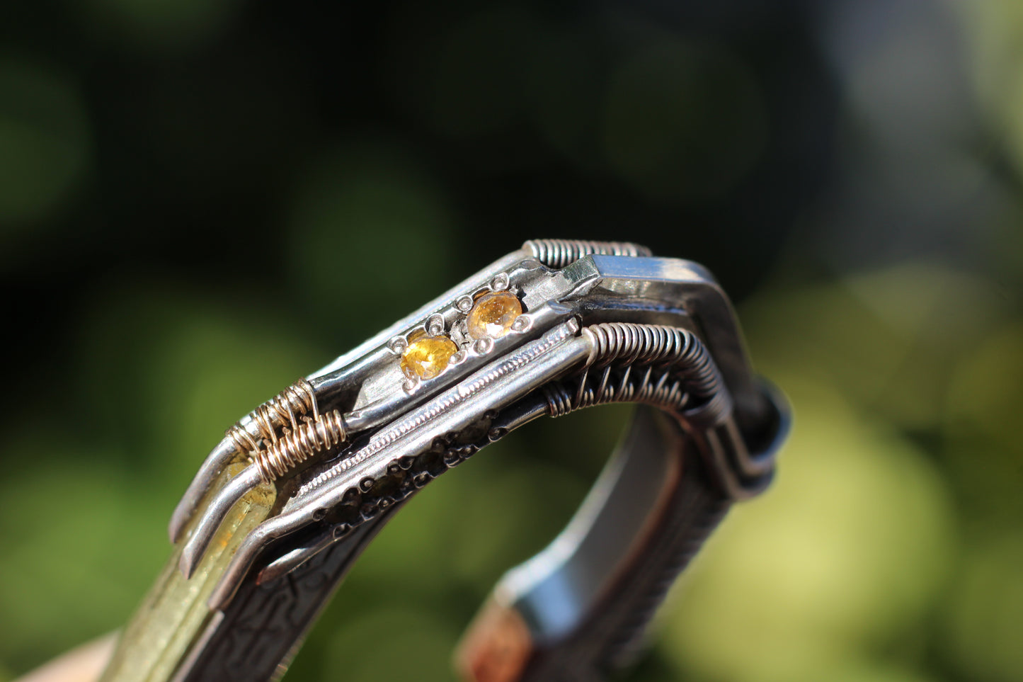 Heliodor Double Ring with Sapphire Facets