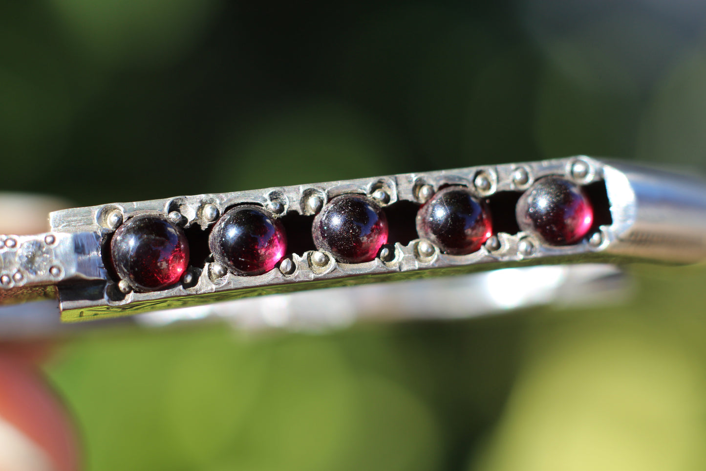 Garnet Double Ring with Aquamarine Facets