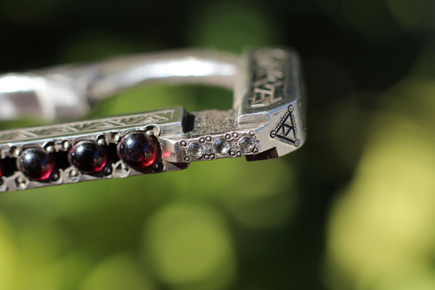 Garnet Double Ring with Aquamarine Facets