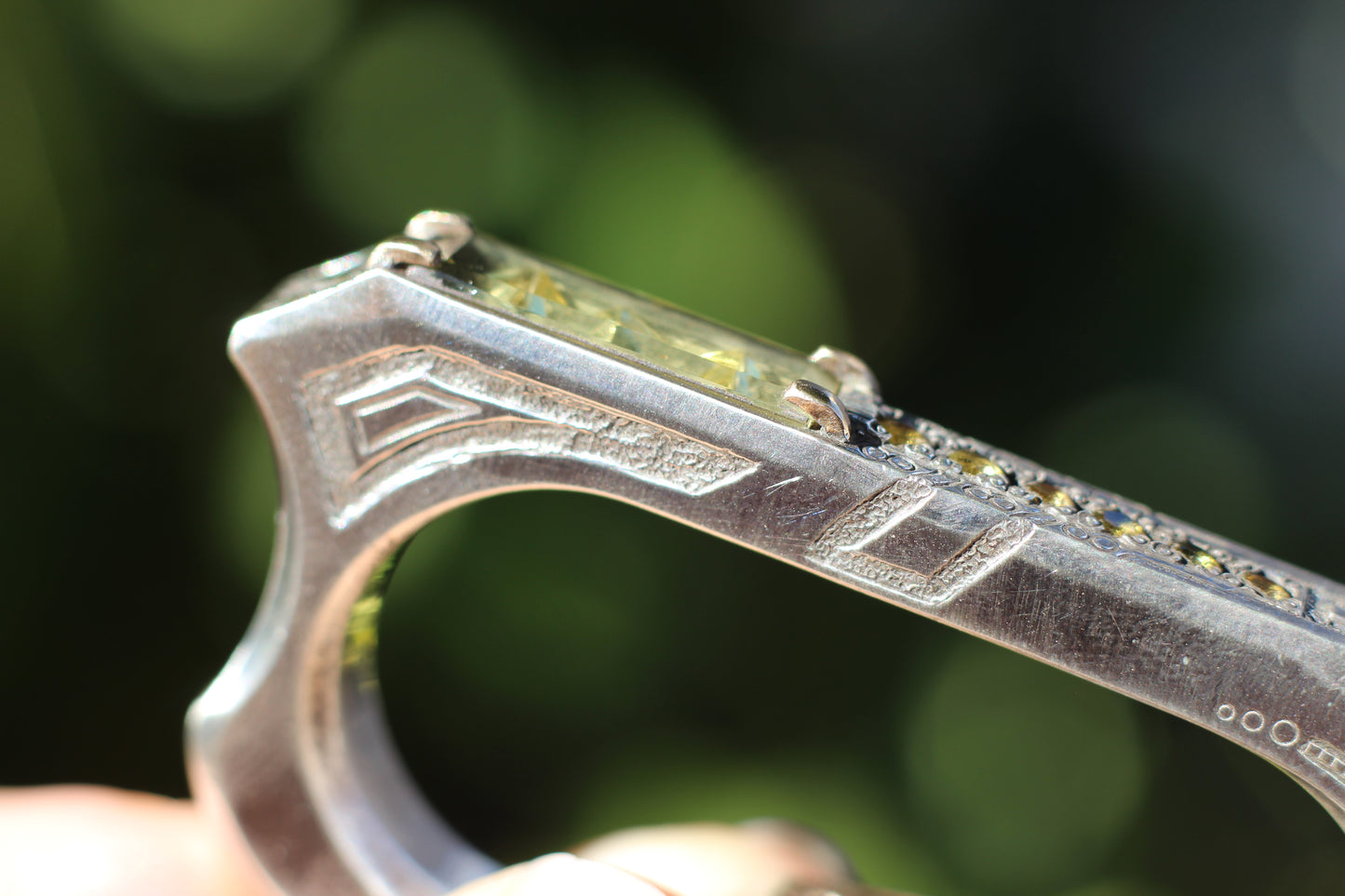 Fantasy Heliodor Double Ring with Sapphire Facets