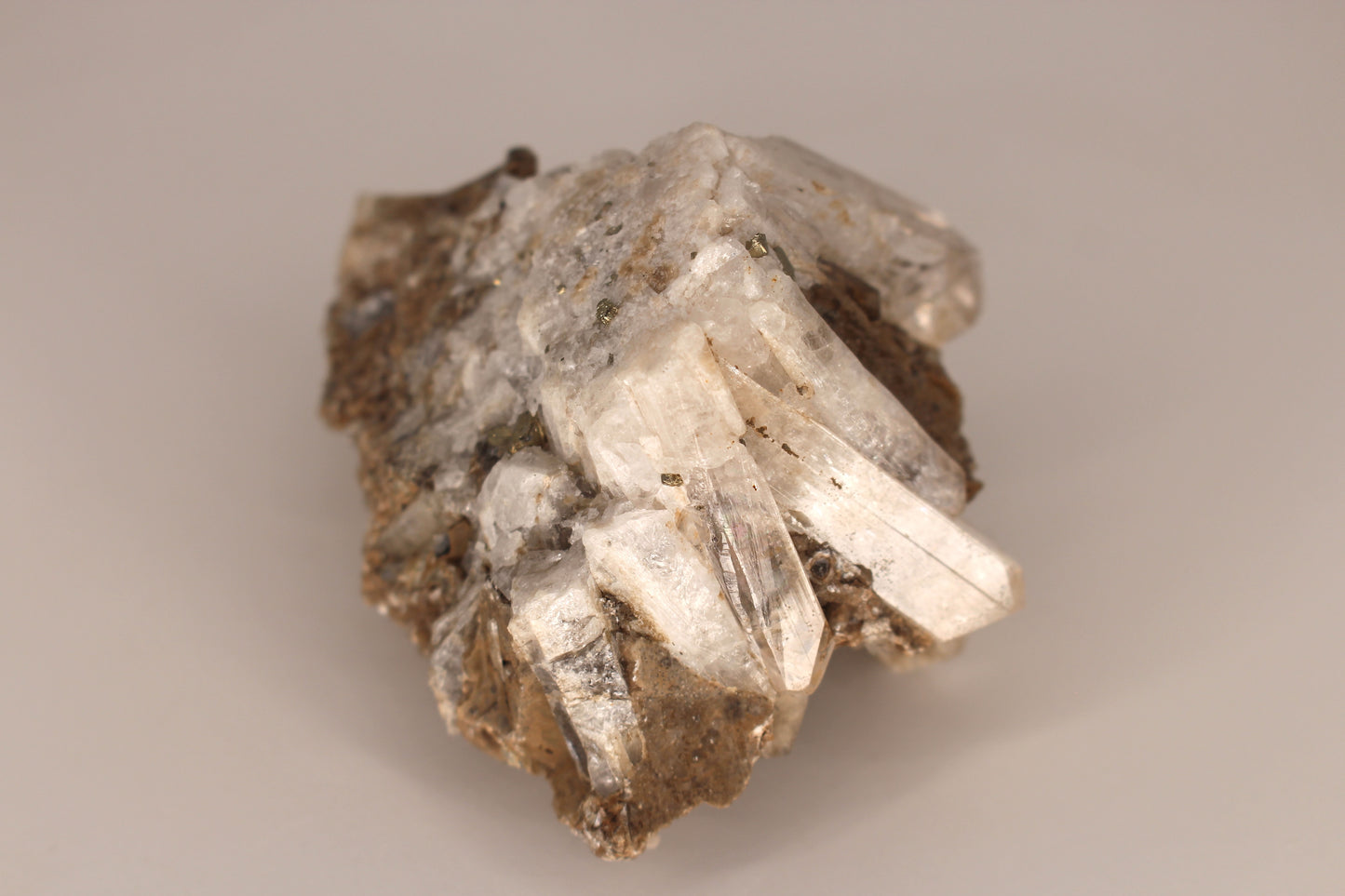 Calcite with Danburite and Pyrite