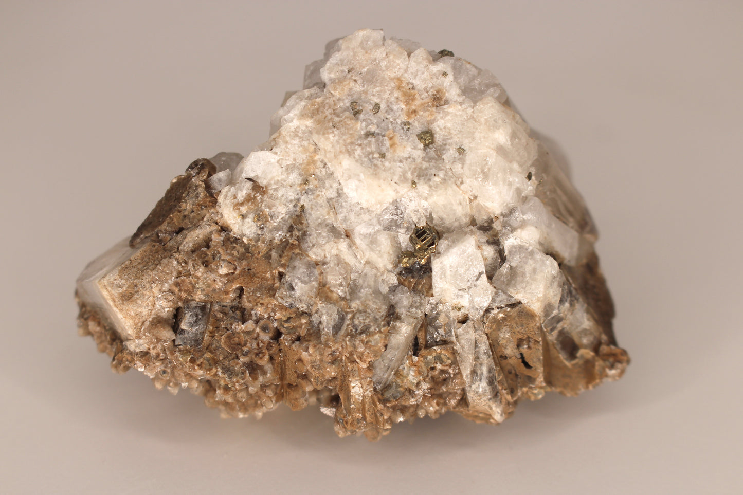 Calcite with Danburite and Pyrite