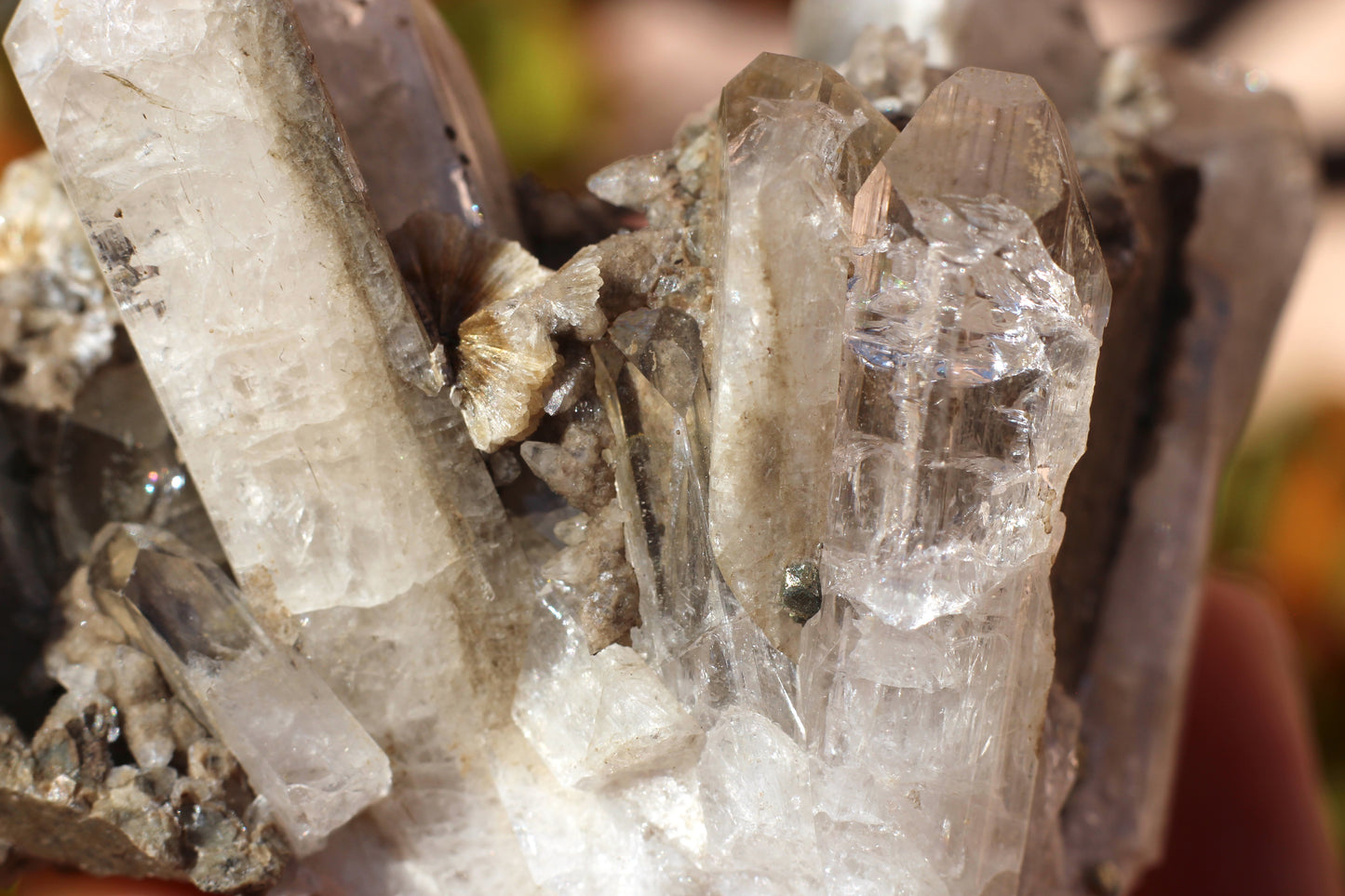 Calcite with Danburite and Pyrite