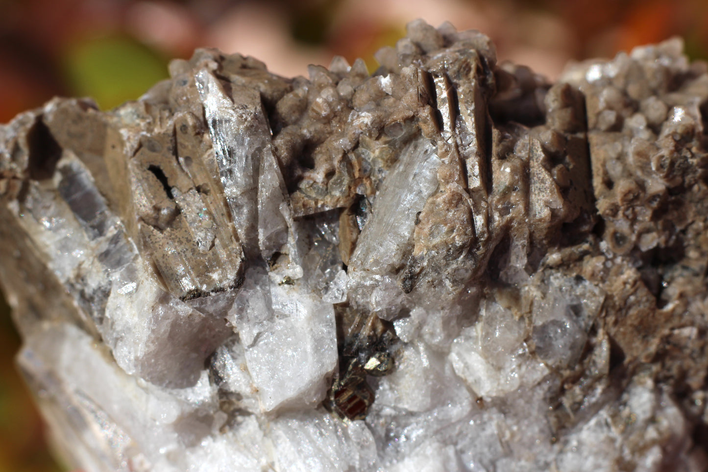 Calcite with Danburite and Pyrite