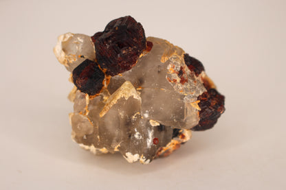 Etched Spessartine Garnet on Quartz w/ Schorl